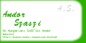 andor szaszi business card